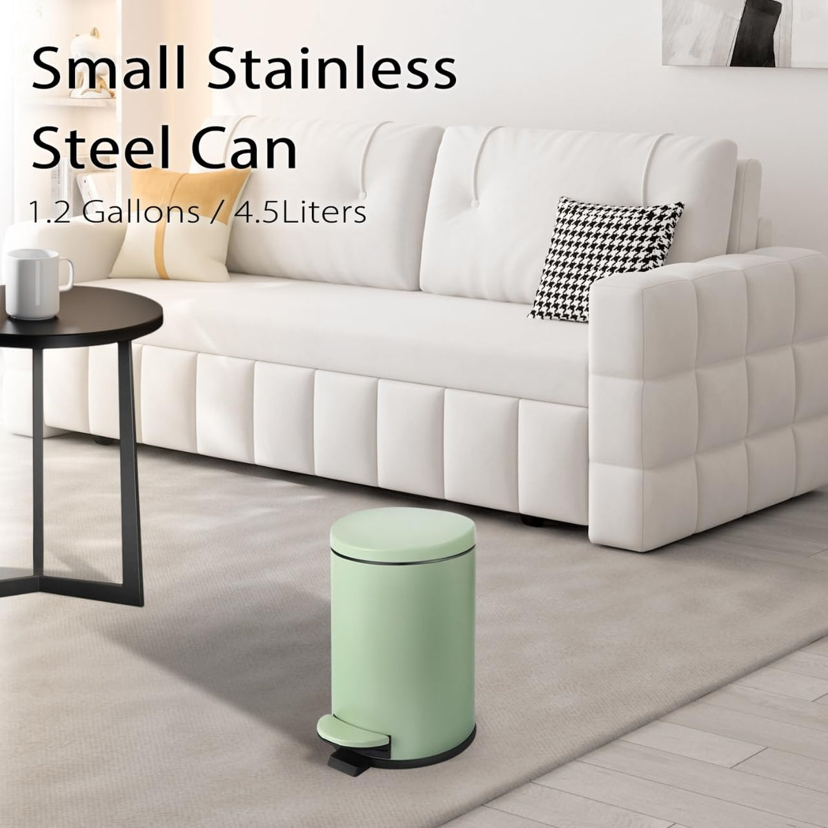 TIPGO Small Trash Can with Lid Soft Close, 4.5 Liters / 1.2 Gallon Bathroom Garbage Can, Mini Step