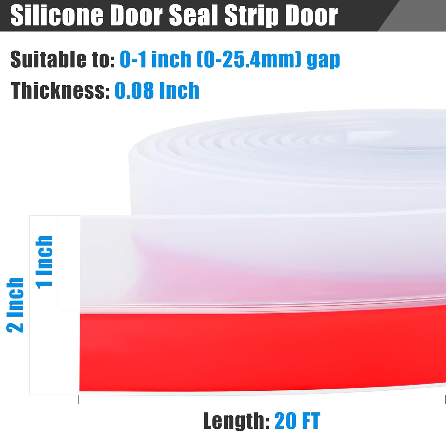Draft Seal Tape for Doors and Windows 2 in x 20 Ft Silicone Weather Stripping Extra Thick 2mm Door