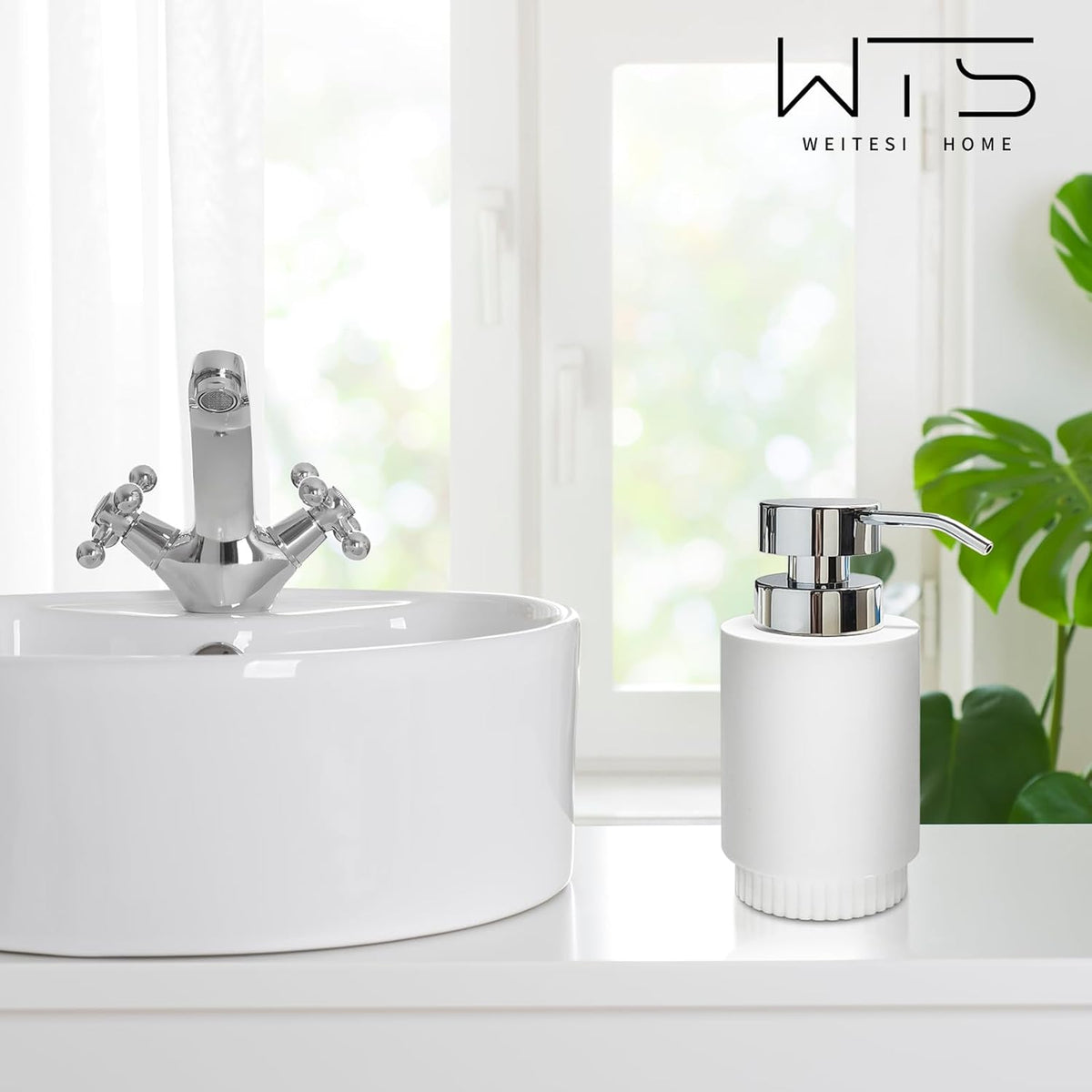 Resin Soap Dispenser for Bathroom, Hand Lotion Liquid Dispenser Easy-to-Press with Reusable Plastic