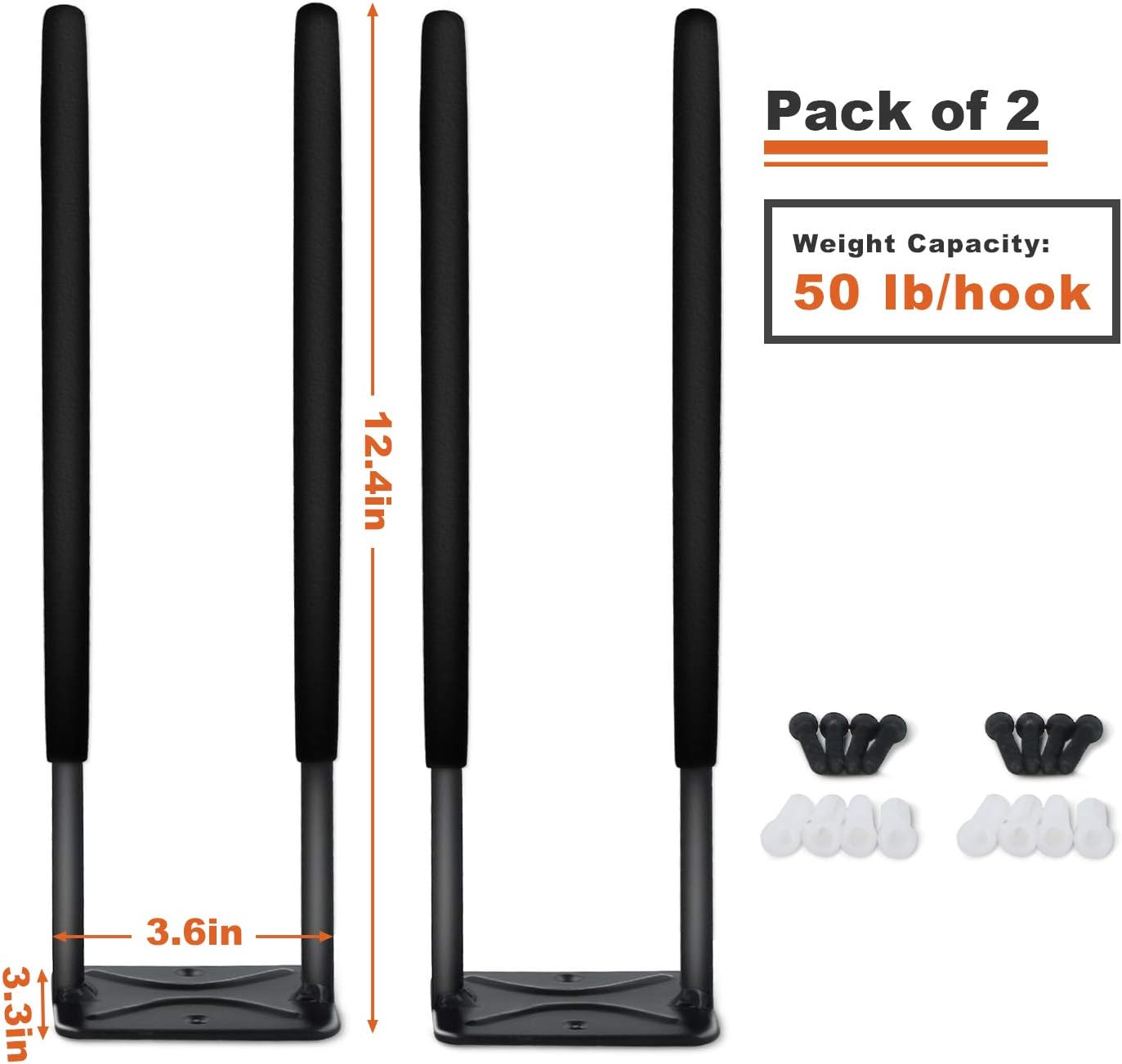 Wallmaster Wall Mount Garage Hooks, 2Pcs Heavy Duty Long Utility Storage Hooks for Hanging Tire