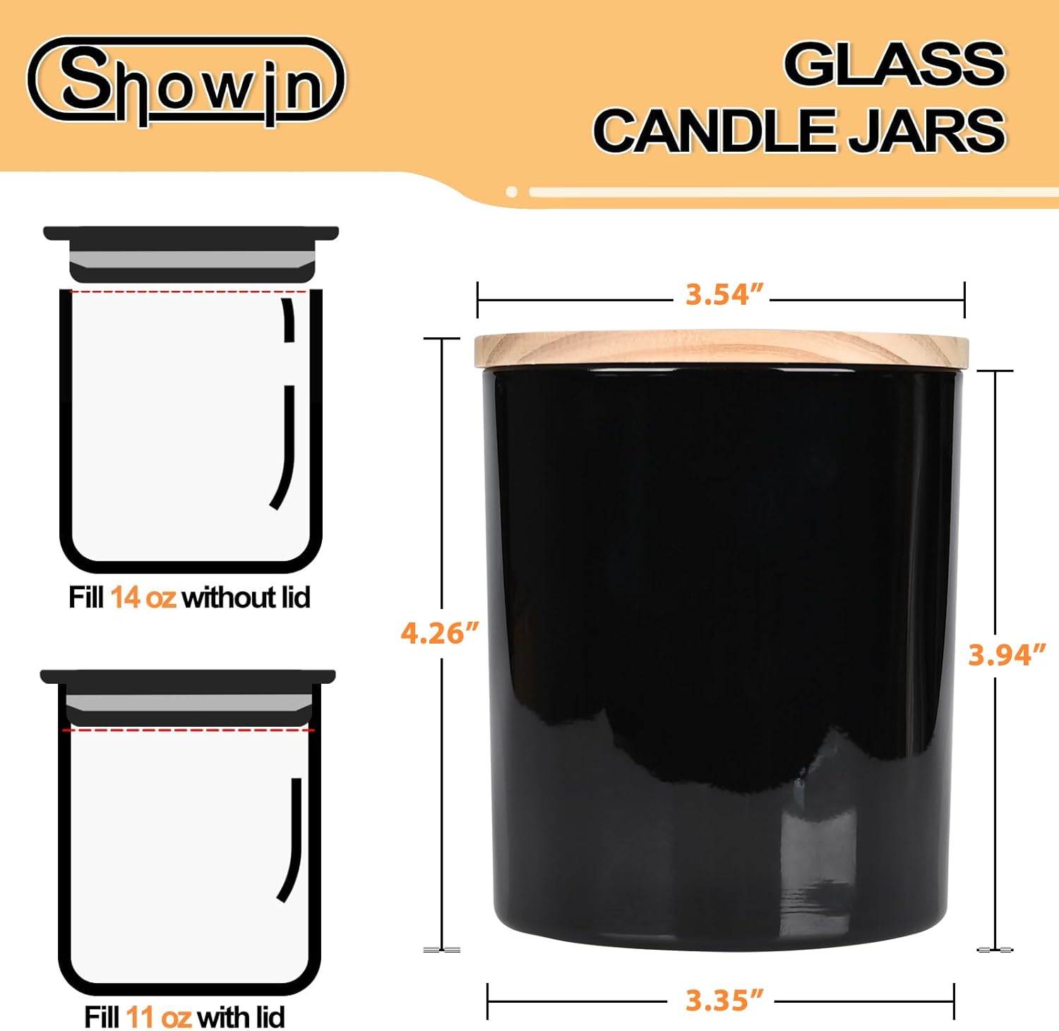 Thick Candle Jars for Making Candles 12 Pcs, 14 OZ Empty Jars with Wood Lids for Candle Making