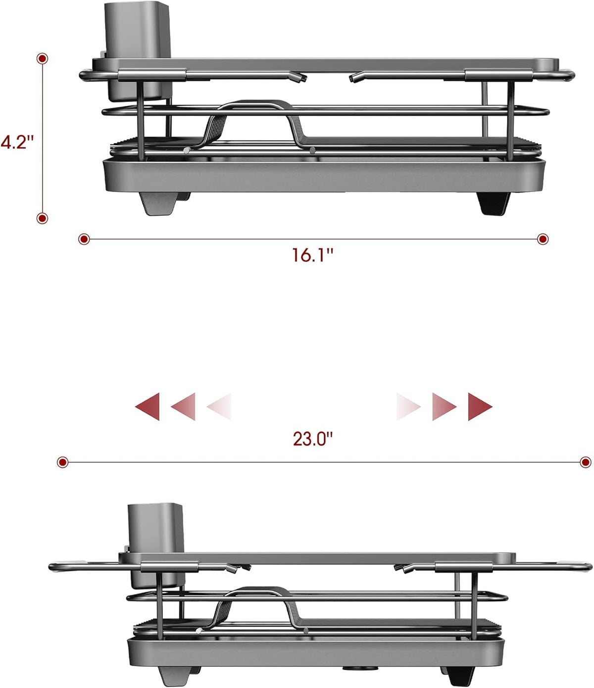 Stainless Steel Dish Drying Rack for Kitchen Counter, Sink Organization and Storage Essentials with