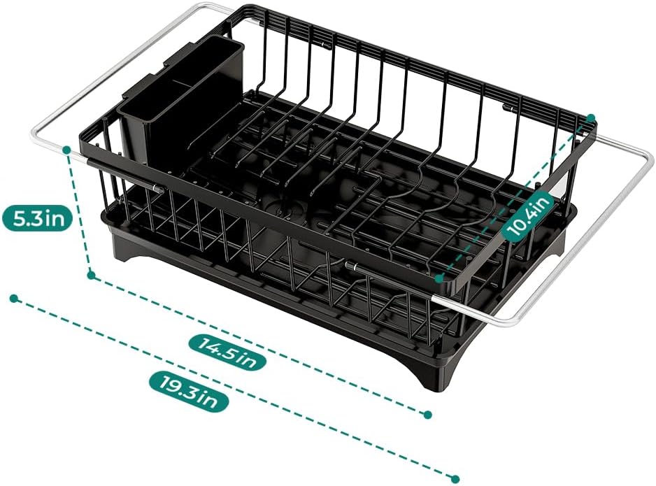 Small Dish Drying Rack in Sink, Expandable Stainless Steel Dish Drainers for Kitchen Counter, with