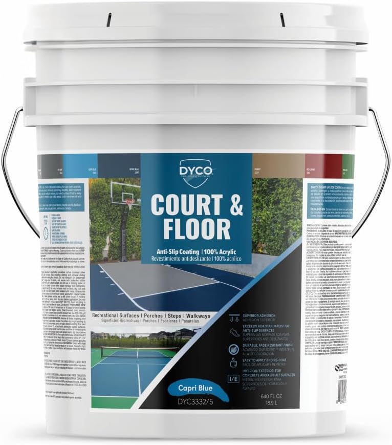 DYCO Court & Floor Anti-Slip Coating - Slip-Resistant Pavement, Cement & Concrete Paint for