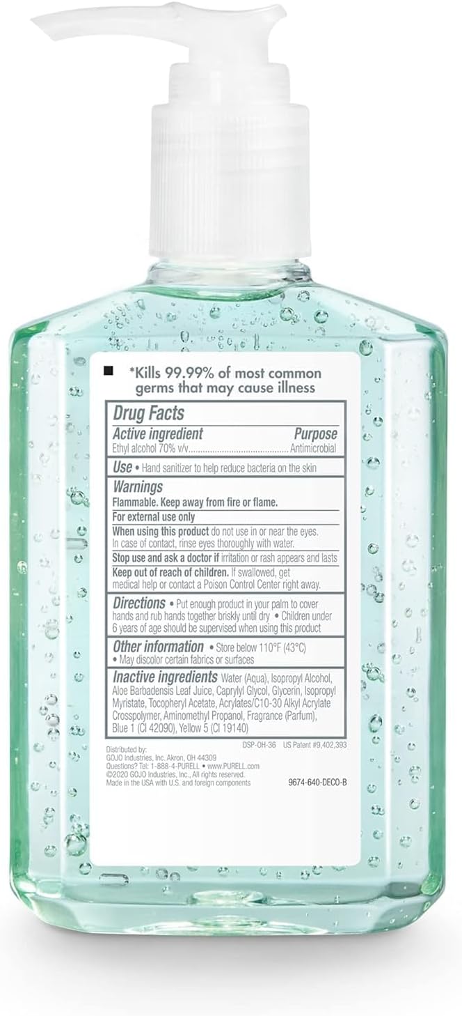 PURELL Advanced Hand Sanitizer Soothing Gel, Fresh Scent, 8 fl oz Pump Bottle (Pack of 4)