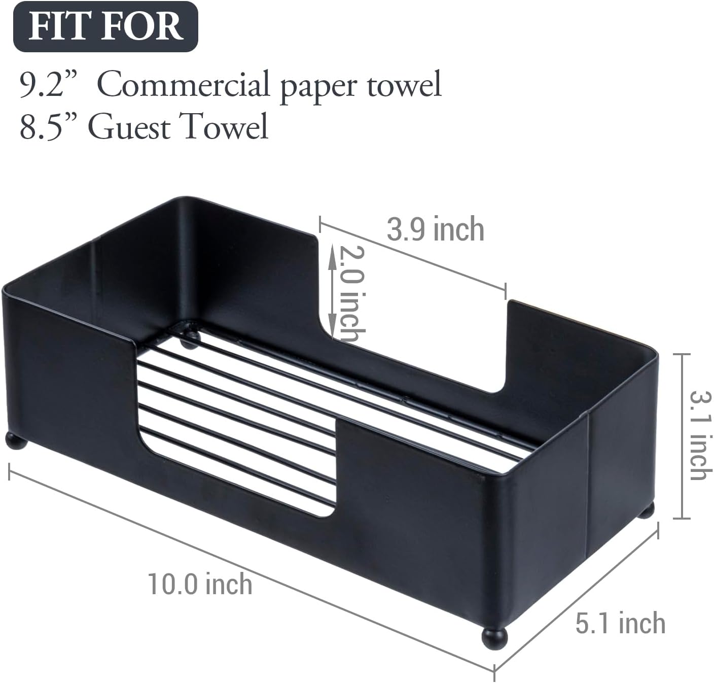 MyGift Modern Matte Black Metal Folded Paper Towel Holder for Commercial & Guest Bathroom, Sink