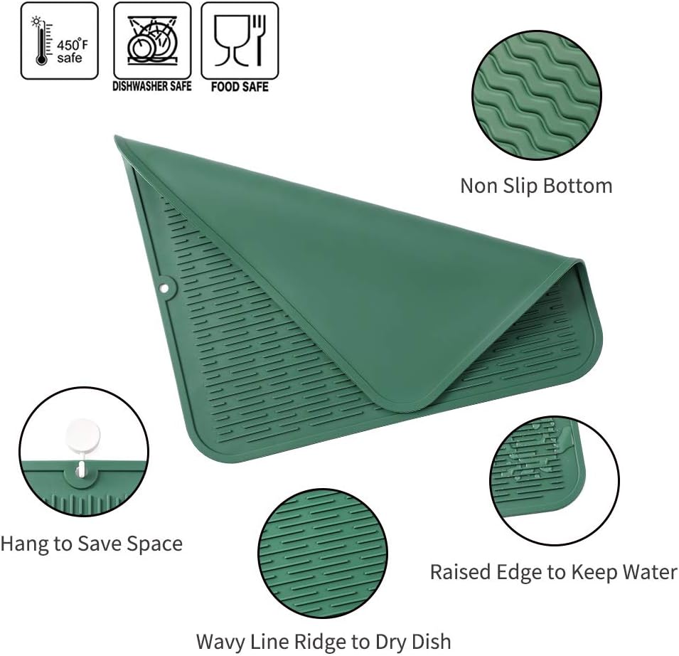 Silicone Dish Drying Mat for Multiple Usage,Easy clean,Eco-friendly,Heat-resistant Silicone Mat for