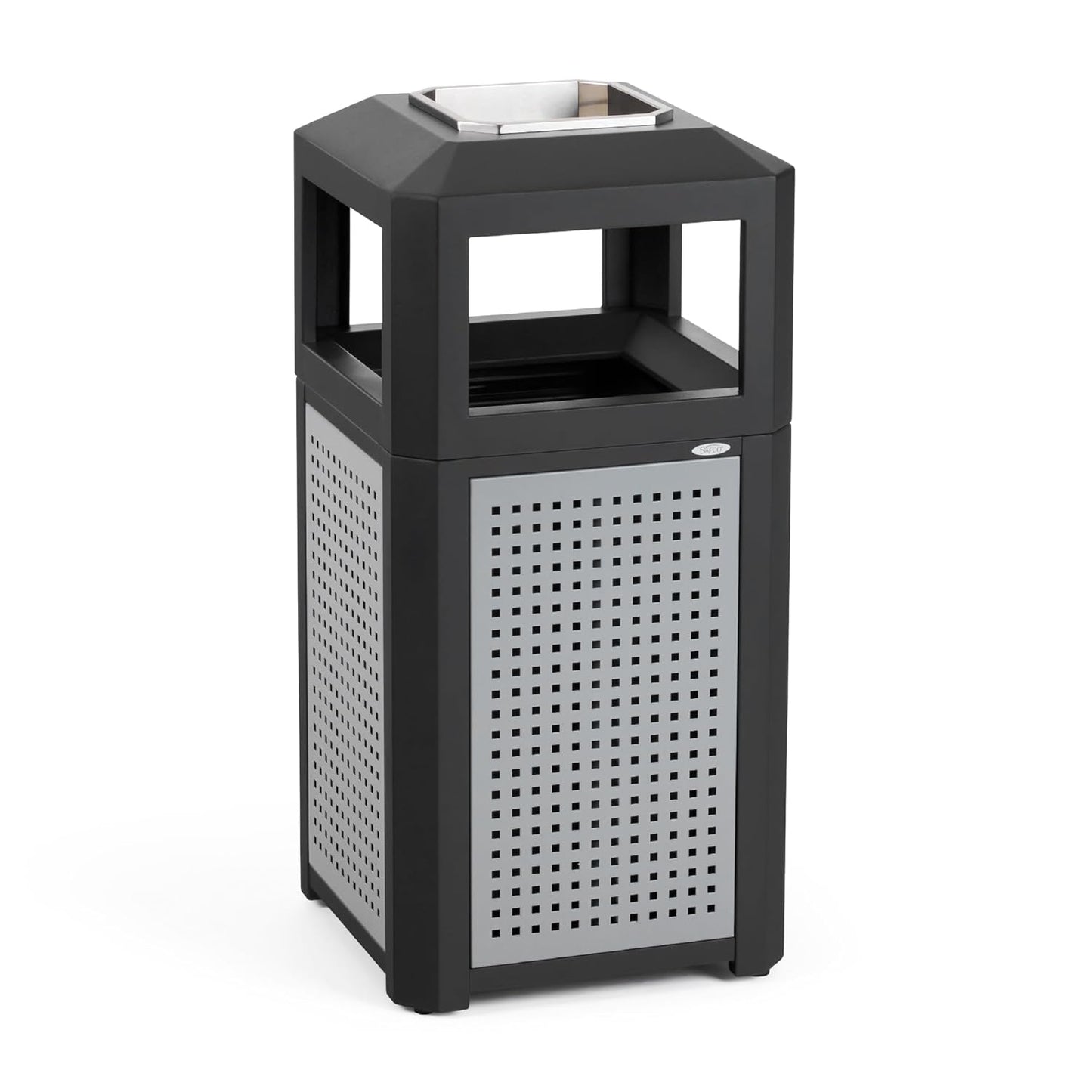 Safco Evos Steel Trash Can, 15 Gallons, Indoor and Outdoor Use, Heavy Duty Garbage Can with Plastic