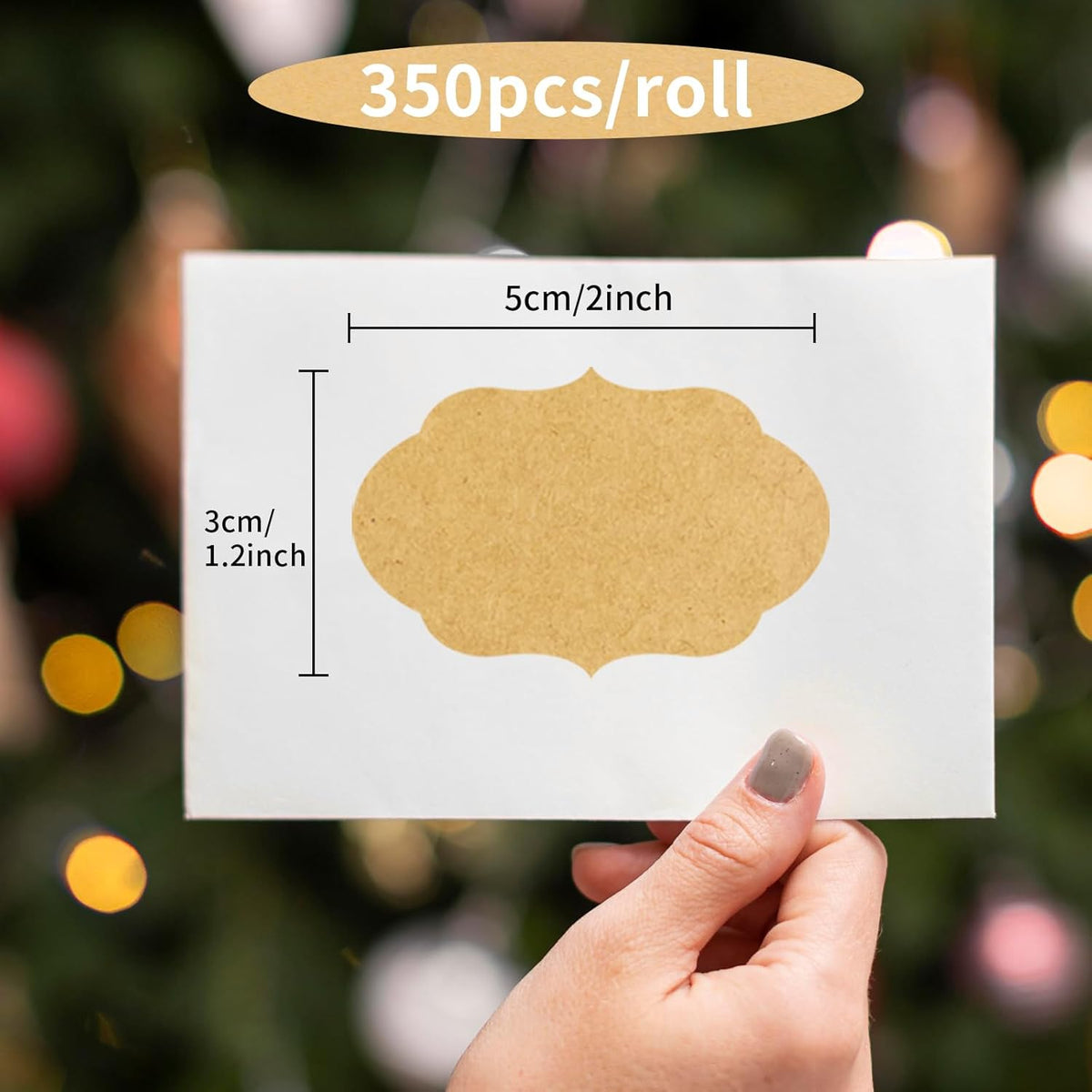 350 PCS Gift Tags Stickers Name Labels Stickers,2" x 1.2" Fancy Shape Stickers Self-Adhesive