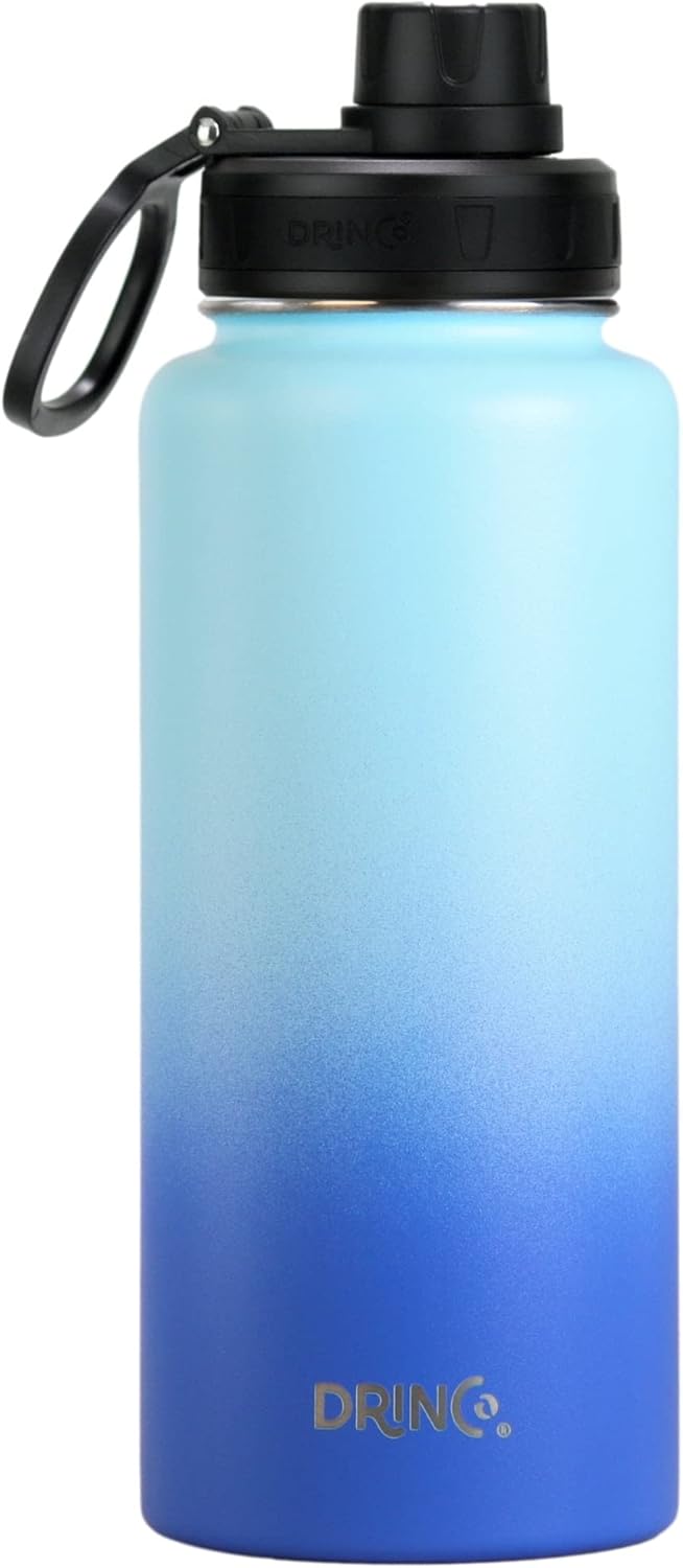 DRINCO Stainless Steel Water Bottle Spout Lid Vacuum Insulated Double Wall Water Bottle Wide Mouth
