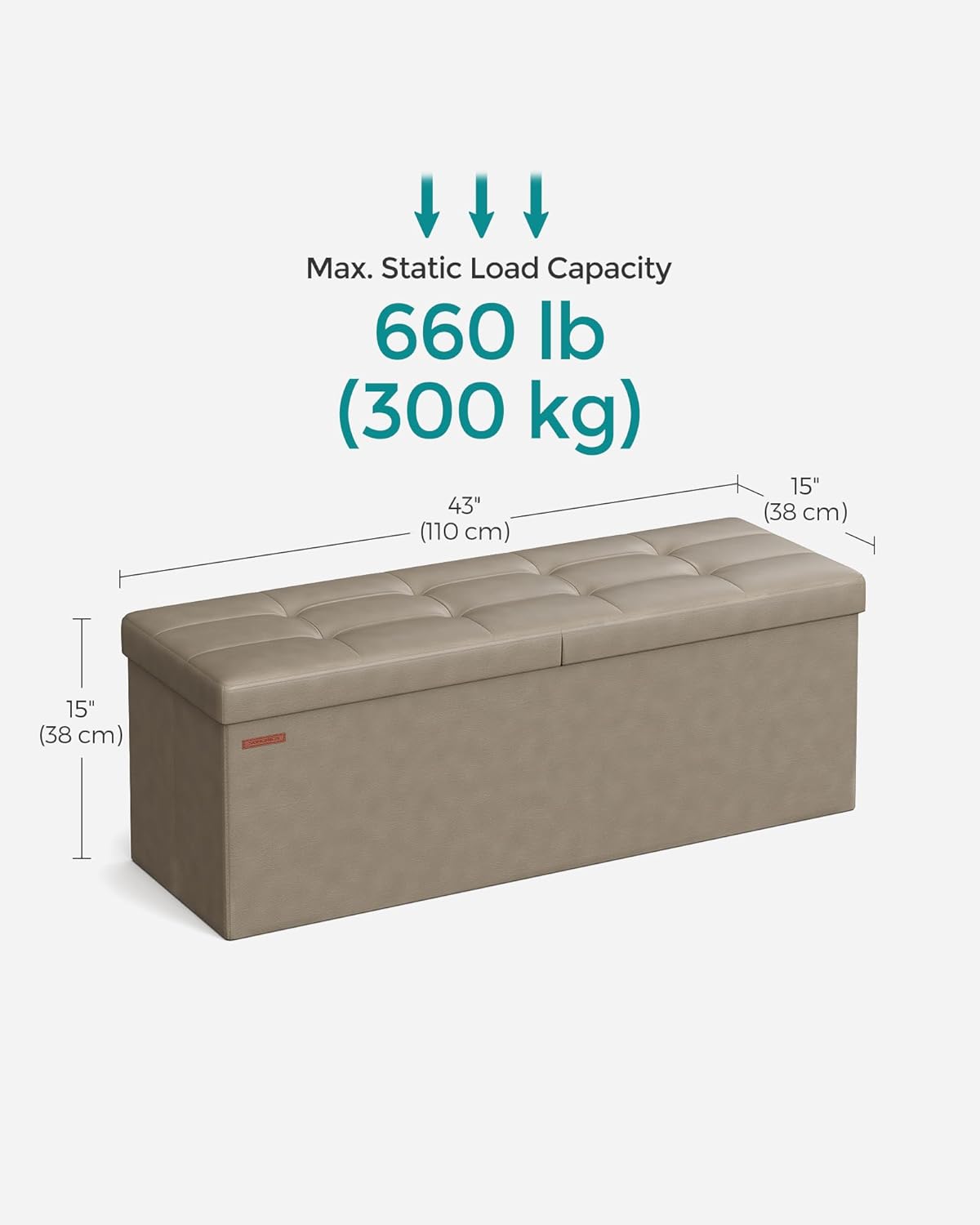 SONGMICS MAZIE Collection - 43 Inches Storage Ottoman Bench with Flipping Lid, Storage Chest with