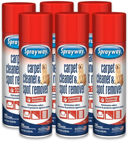 Sprayway Carpet Cleaner (Pet), 19oz, Pack of 6 | Removes Pet Stains & Odors, Foaming Action | Deep