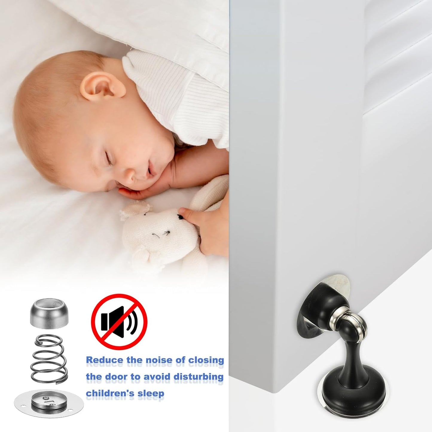 uxcell Magnetic Door Stopper, Stainless Steel Heavy Duty Door Holder, No Drilling Doors Knob Wall