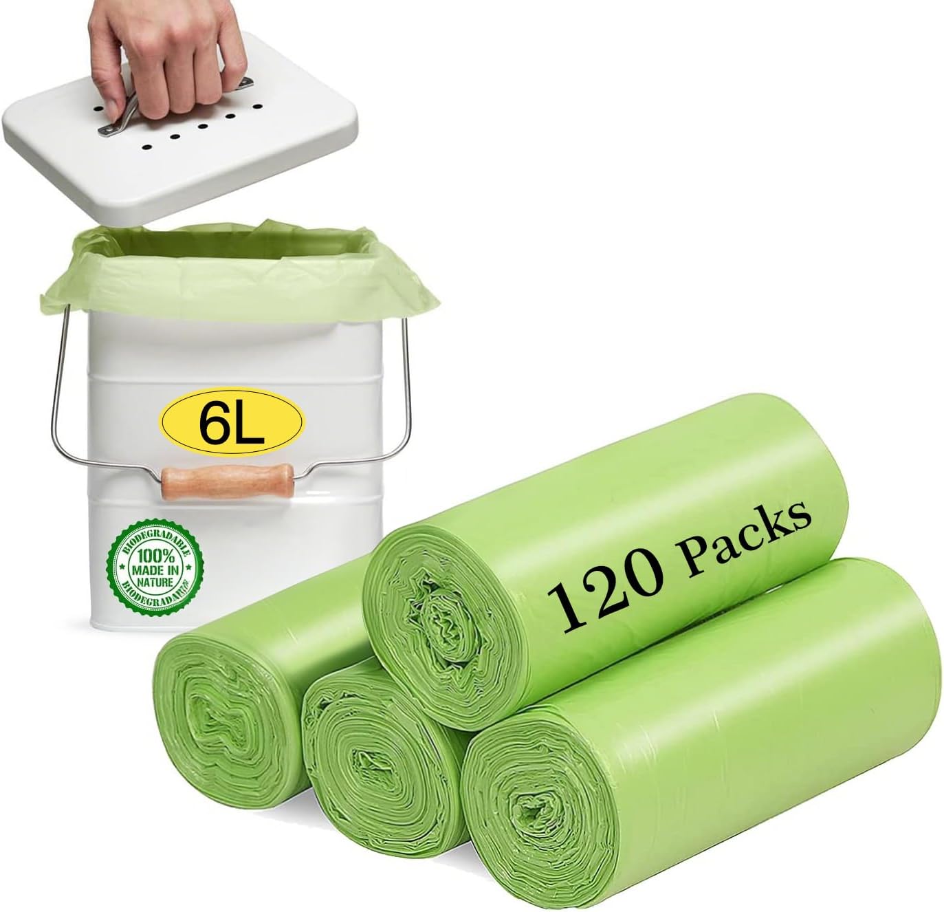 Small Trash Bags 1.2 Gallon (5L) - 120 Counts Garbage Bags, Unscented Compost Bags for Bathroom