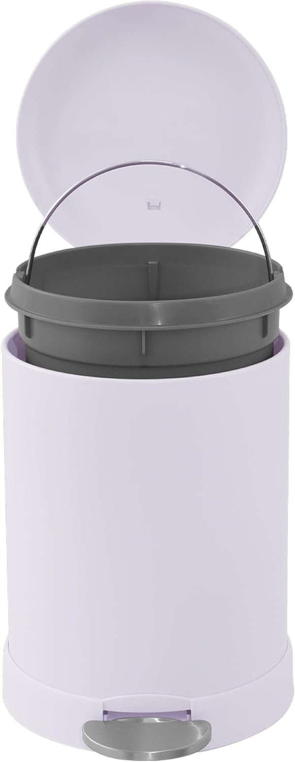 Glad Small Trash Can, 1.2 Gallon | Round Stainless Steel Garbage Bin with Soft Close Lid & Step