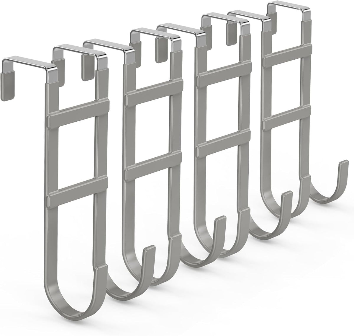 FYY Over The Door Hooks - 4 Pack Heavy Duty Dual-Hook Organizer Hanger with Non-Slip Rubber for