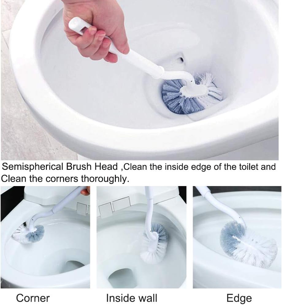 Marbarsse Bathroom Toilet Bowl Brush and Holder, Curved Design Toilet Brush for Deep Cleaning Under