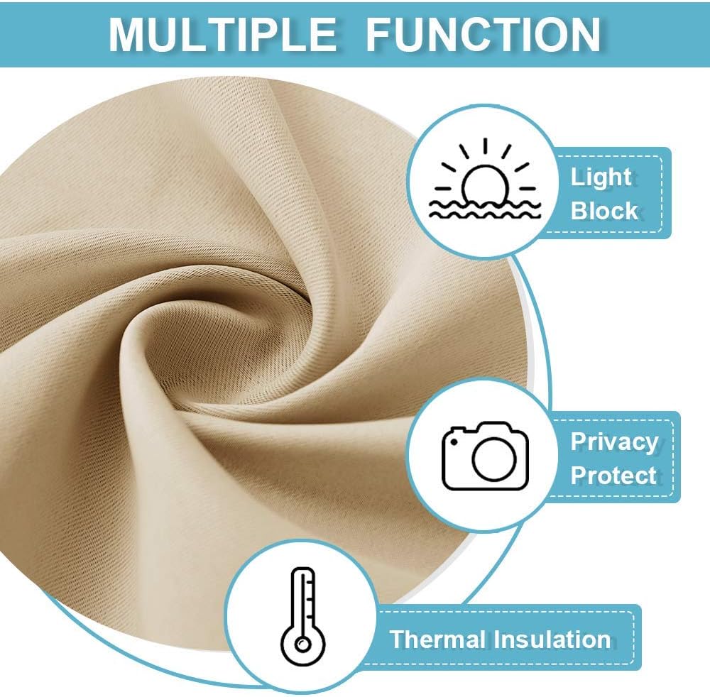 RYB HOME Blackout Curtains Tiers, Short Half Window Curtains for Bedroom, Privacy Room Darkening