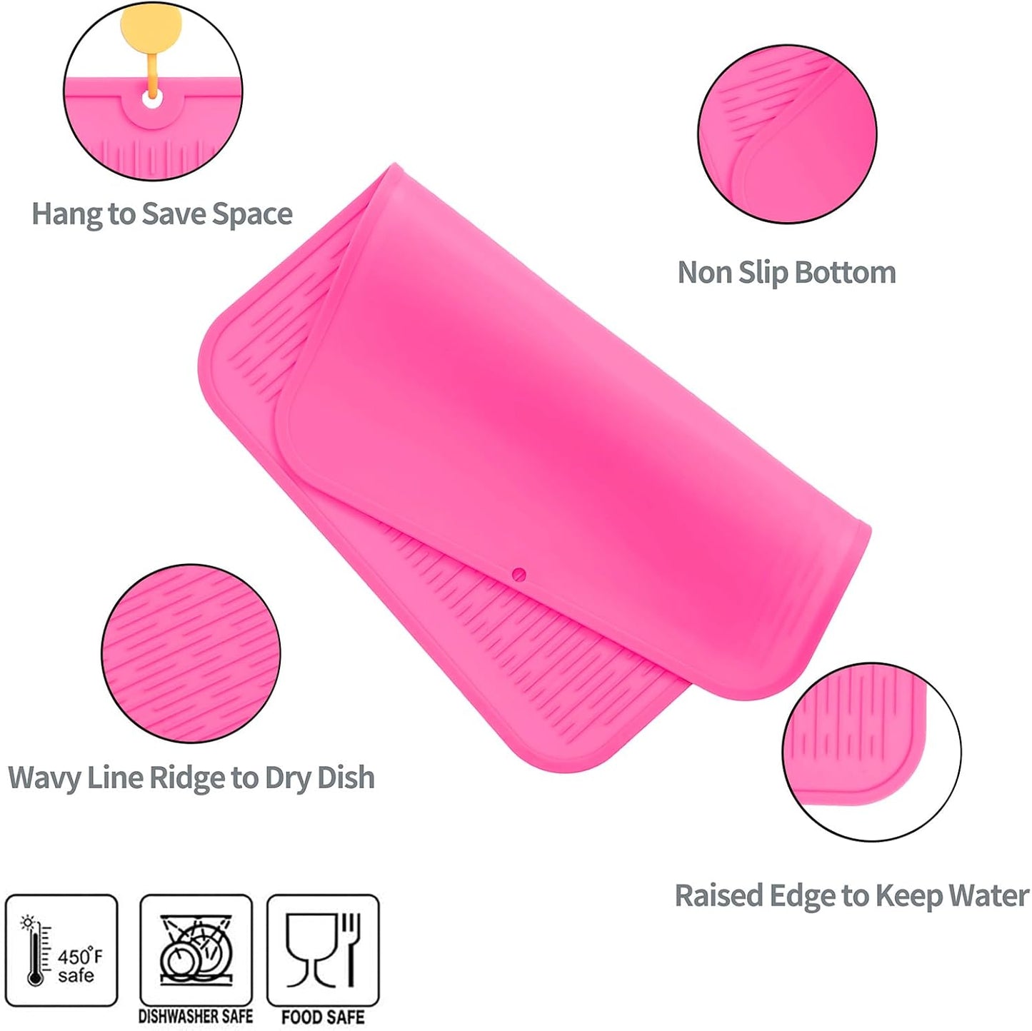 Silicone Dish Drying Mat for Multiple Usage,Easy clean,Eco-friendly,Heat-resistant Silicone Mat for