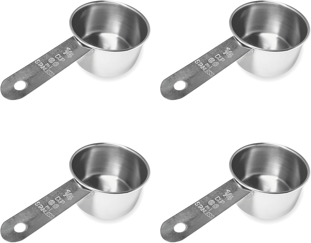 1/4 Cup Stainless Steel Measuring Cup | Sturdy Metal 60 ml | 60 cc | 2 oz | Single Cup for Wet and