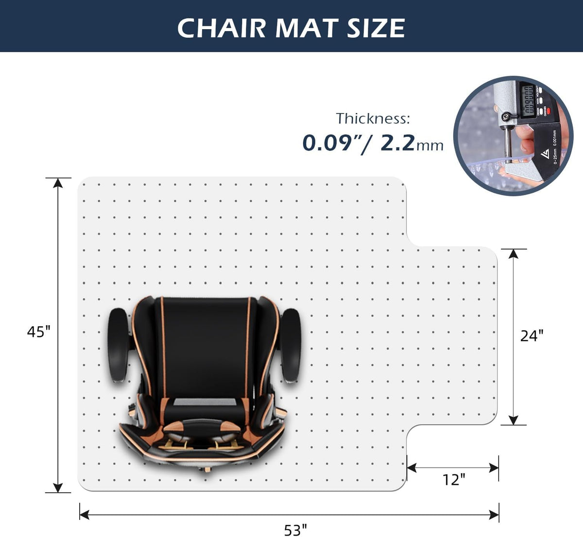 SALLOUS Clear Chair Mat for Carpet, 53" x 45" Heavy Duty Vinyl Floor Mat for Carpeted Floors