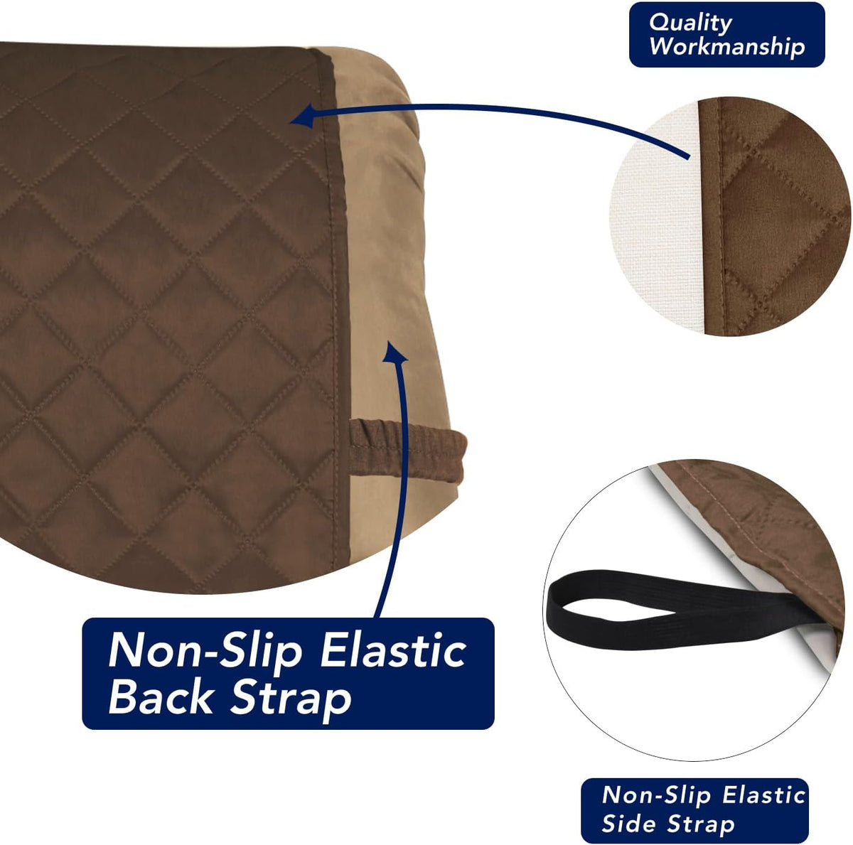 PureFit Reversible Quilted Sofa Cover, Water Resistant Slipcover Furniture Protector, Washable