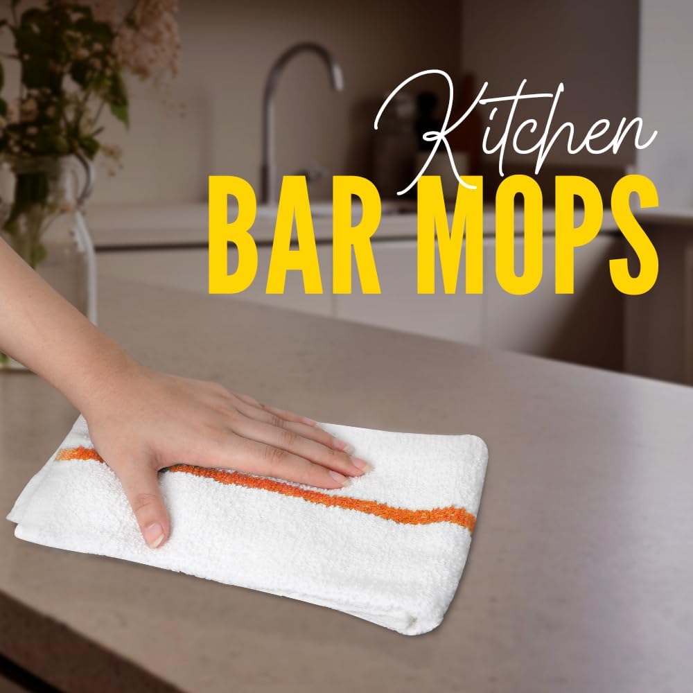 Avalon Towels Terry Bar Mop Towels (Value Pack of 12) Size 16"x19" – Absorbent and Durable