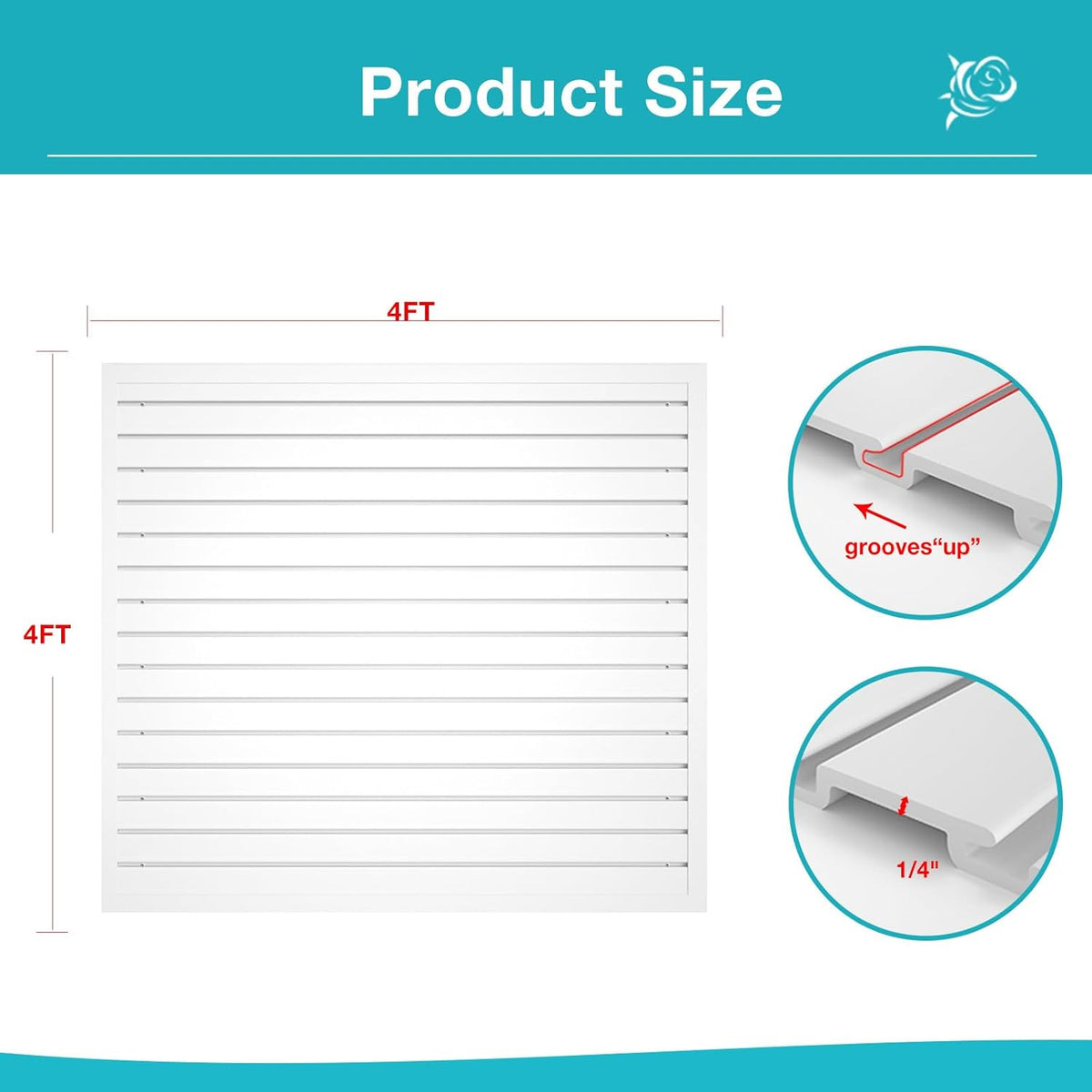 NeatiEase Slatwall Panel Wall Storage Systems, 4 x 4ft Slat Wall Paneling Garage Wall Organizer