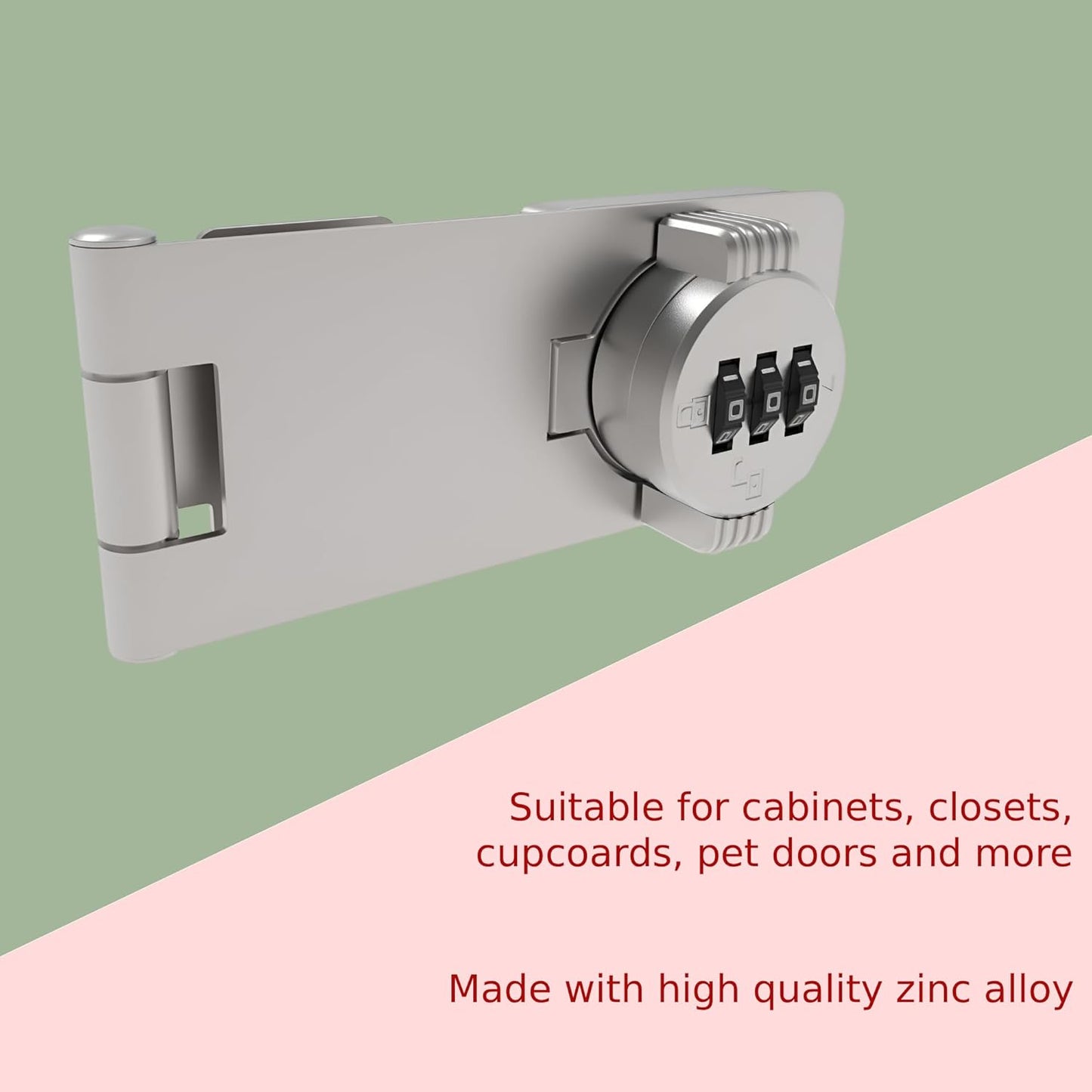 Keyless Combination Lock – 3-Digit Combination Lock for Cabinet Doors – Twist Knob Hasp Latch Lock