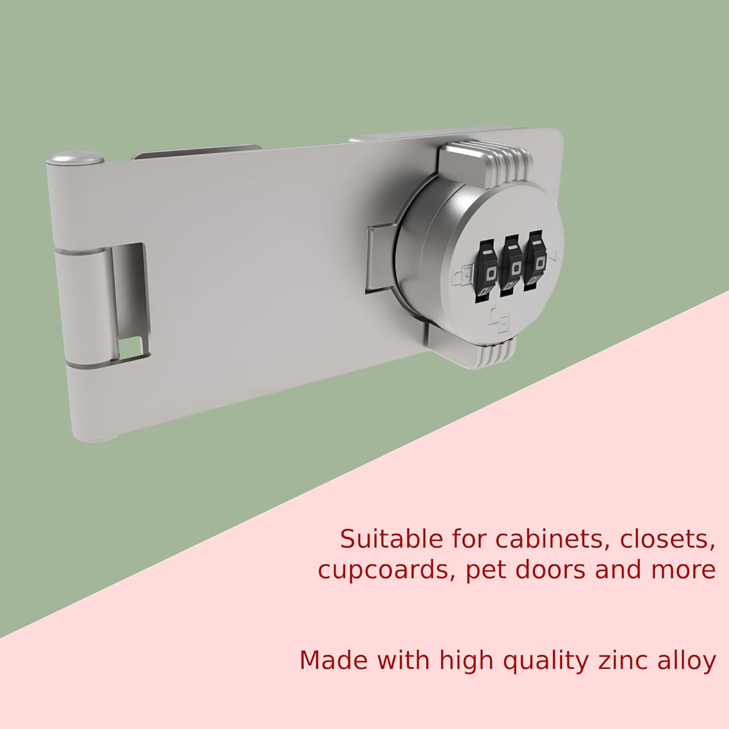 Keyless Combination Lock – 3-Digit Combination Lock for Cabinet Doors – Twist Knob Hasp Latch Lock