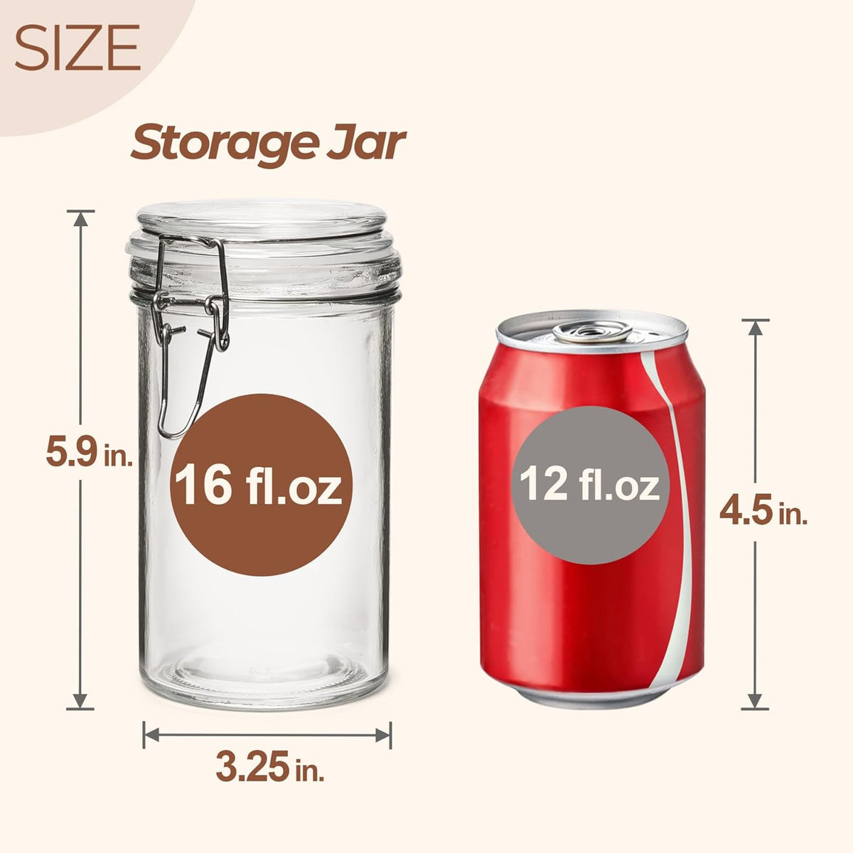 ComSaf Glass Jars with Airtight Lid Set of 6，Mason Jars 16 oz with Lids, Pint Jar, Canning Jar