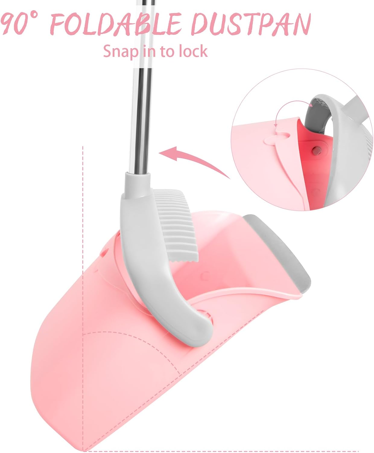 Broom and Dustpan Combo Set, Long Handle and Standing Dust Pan with Comb Teeth, Efficient Floor
