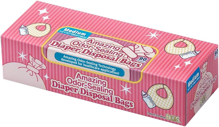 BOS Amazing Odor Sealing Baby Diaper Disposal Bags - Durable and Unscented [Size: M, Color: Pink]