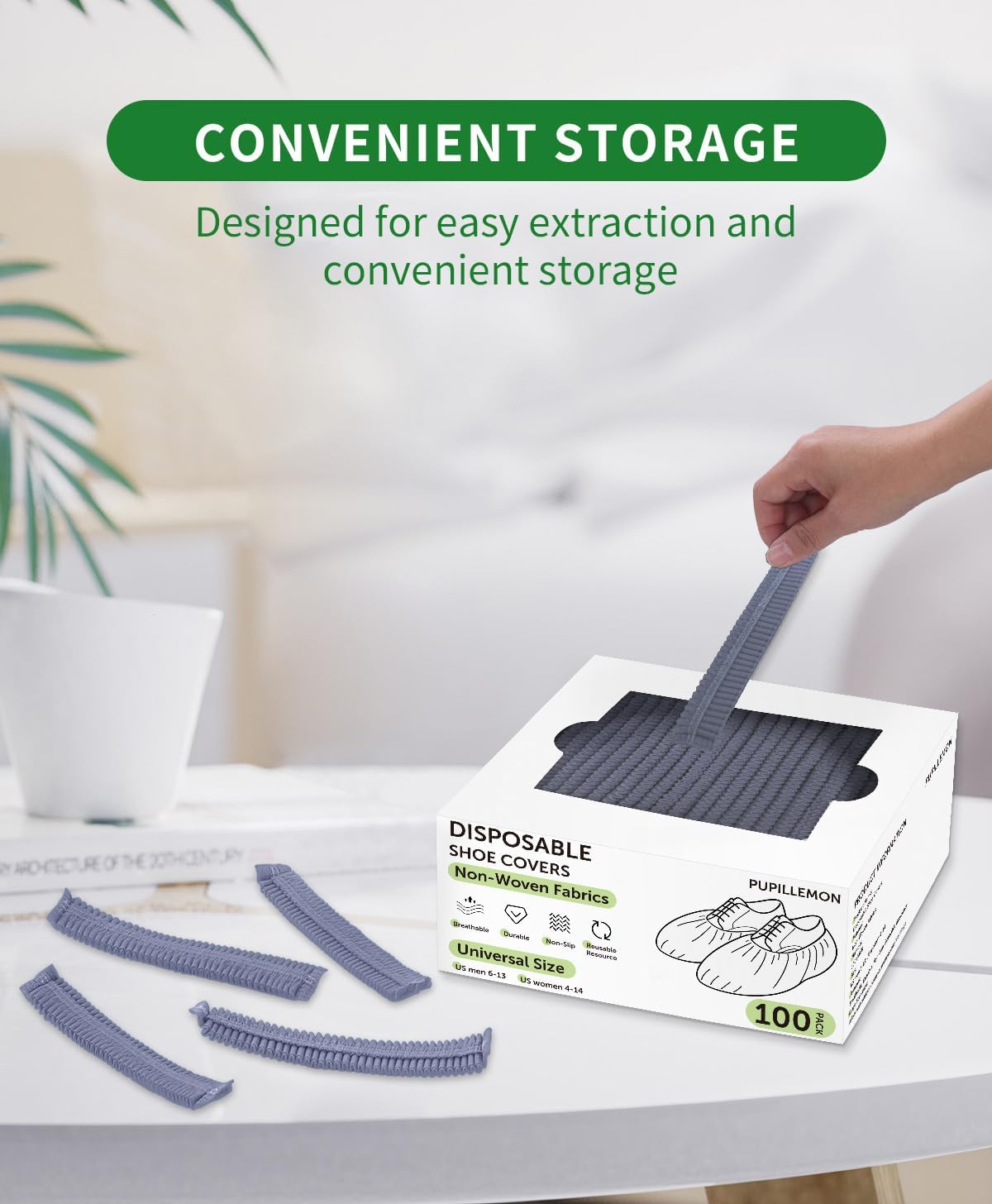 100Pcs(50 Pairs) Non-Woven Shoe Covers Disposable Non Slip for Indoors, Breathable | Durable | Boot