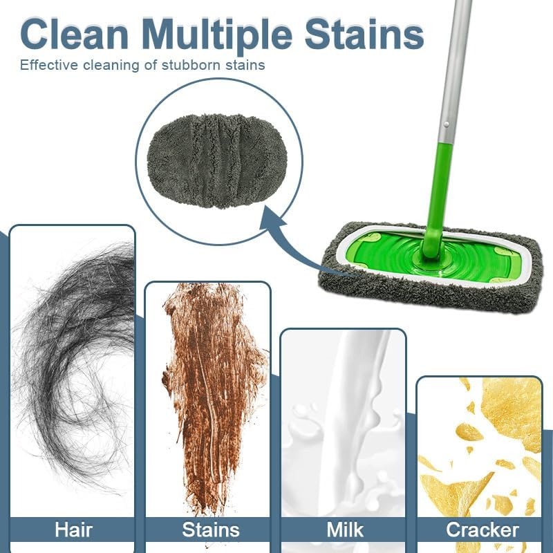 Reusable Microfiber Mop Pads Washable Wet Pads Compatible with Swiffer Sweeper Refills Pads for Wet