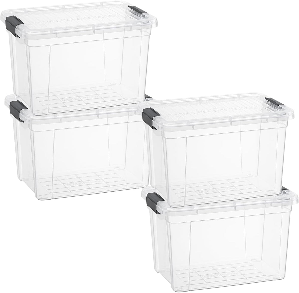 Superio Clear Storage Boxes with Lids, 4.75 Quart Plastic Container Bins for Organizing, Stackable