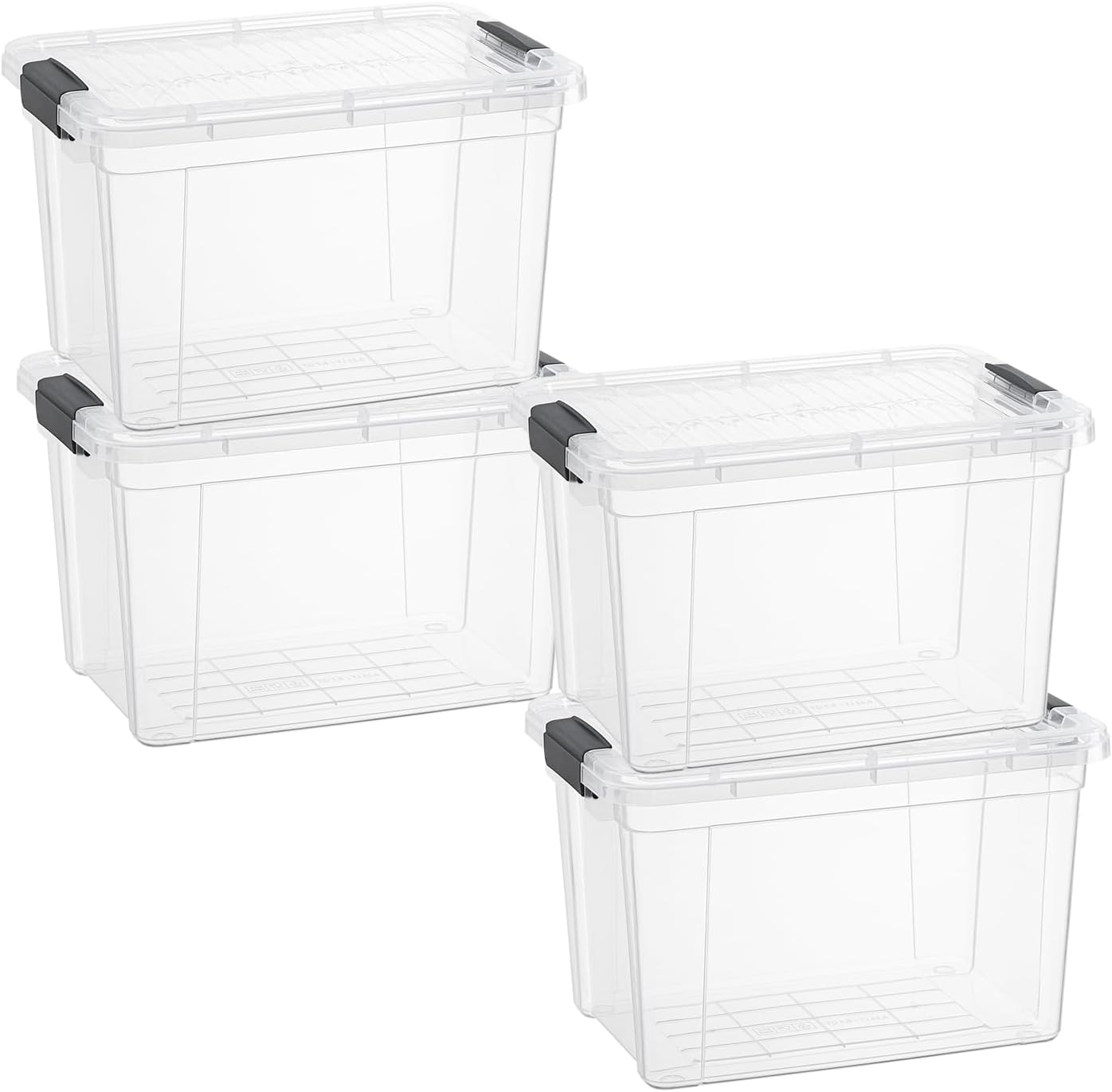 Superio Clear Storage Boxes with Lids, 4.75 Quart Plastic Container Bins for Organizing, Stackable