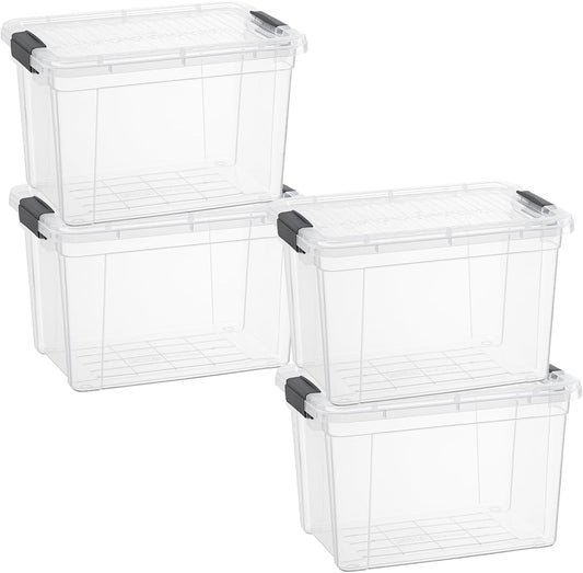 Superio Clear Storage Boxes with Lids, 4.75 Quart Plastic Container Bins for Organizing, Stackable