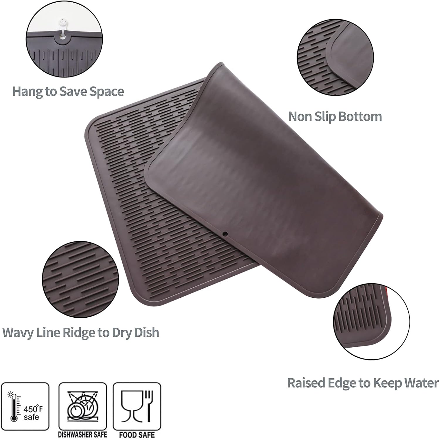 Silicone Dish Drying Mat for Multiple Usage,Easy clean,Eco-friendly,Heat-resistant Silicone Mat for