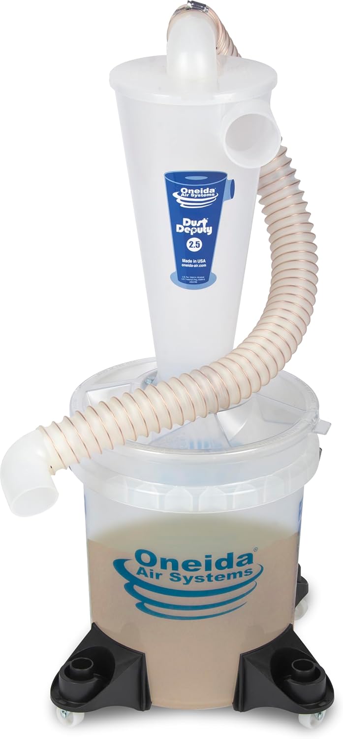 Oneida Air Systems Dust Collector & Cyclone Separator Kit w/ Clear Bucket, 2.5 Deluxe 5-Gal