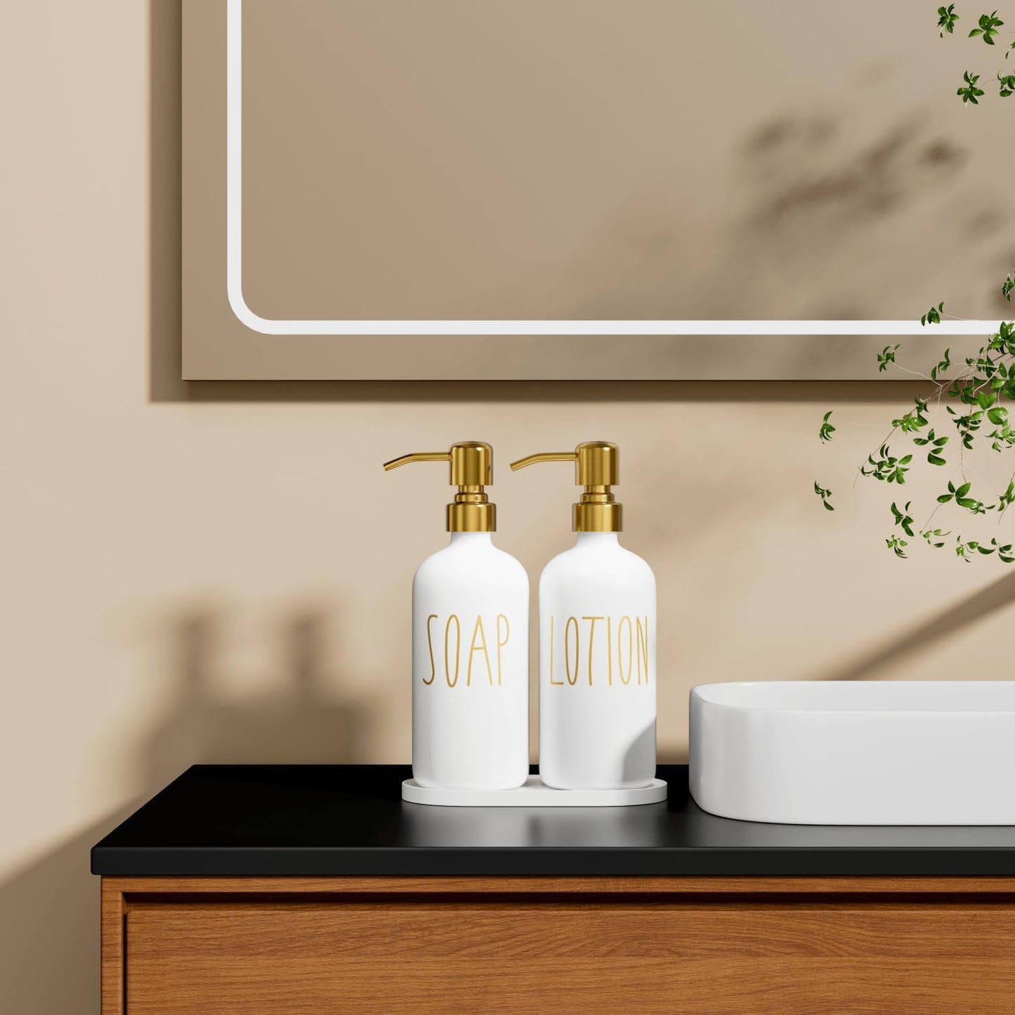 MOMEEMO Bathroom Soap Dispenser Set, Contains Lotion and Hand Soap Dispenser, Suitable for Bathroom