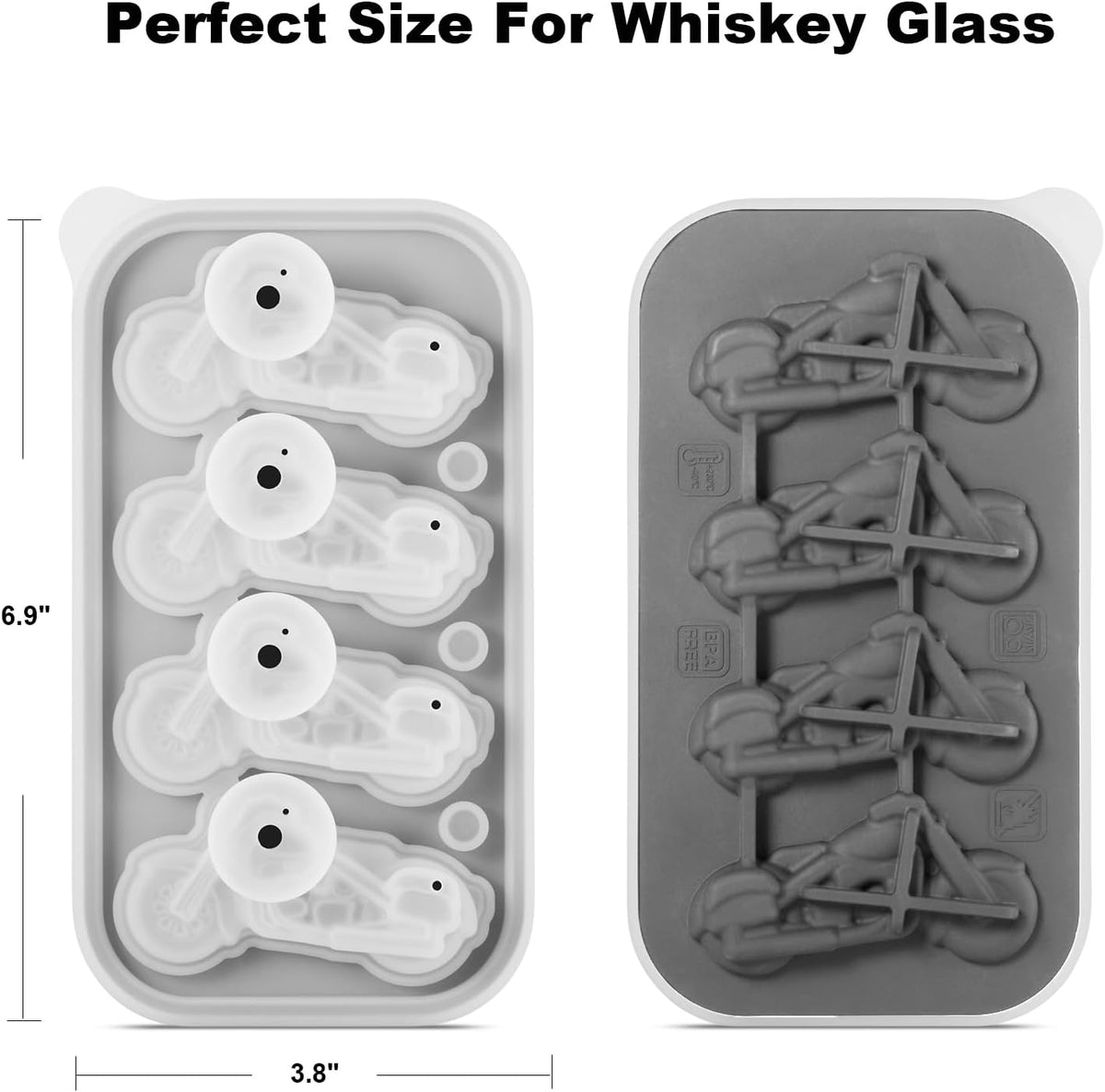 Nax Caki 3D Motorcycle Ice Cube Tray, Large Silicone Fun Shapes Ice Cube Mold for Whiskey