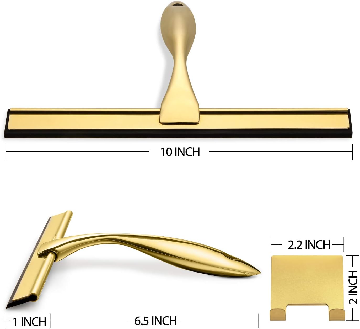 HIWARE All-Purpose Shower Squeegee for Shower Doors, Bathroom, Window and Car Glass - Brass