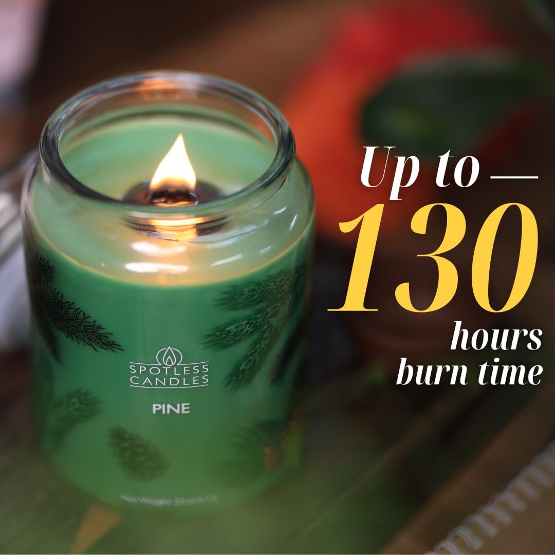 Pine Candle - Large 22oz Glass Jar with Wooden Wick 130 Hours Burn Time - Decorated Jar Within a