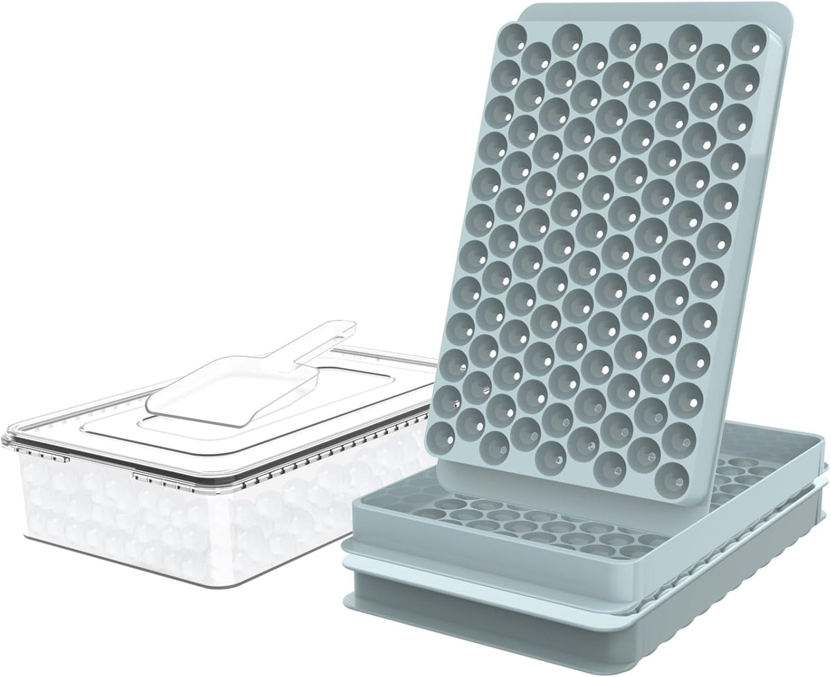 WIBIMEN Mini Ice Cube Trays, Small Tiny Round Pebble Crushed Nugget Ice Trays for Freezer with Lid