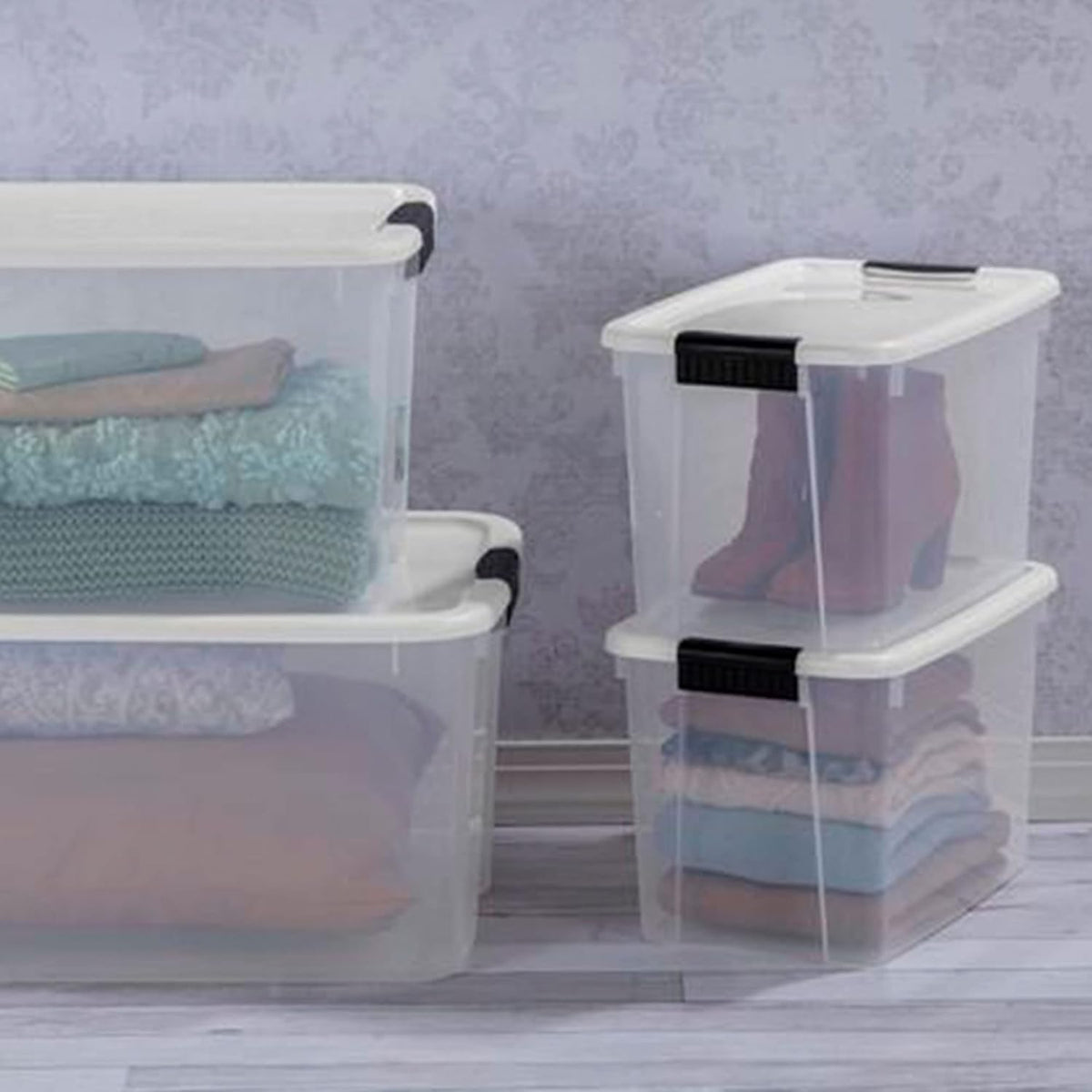 Sterilite 24-Pack Ultra Latching Box, Storage Bins with Lids, Clear Plastic, 30 Quart - Heavy-Duty