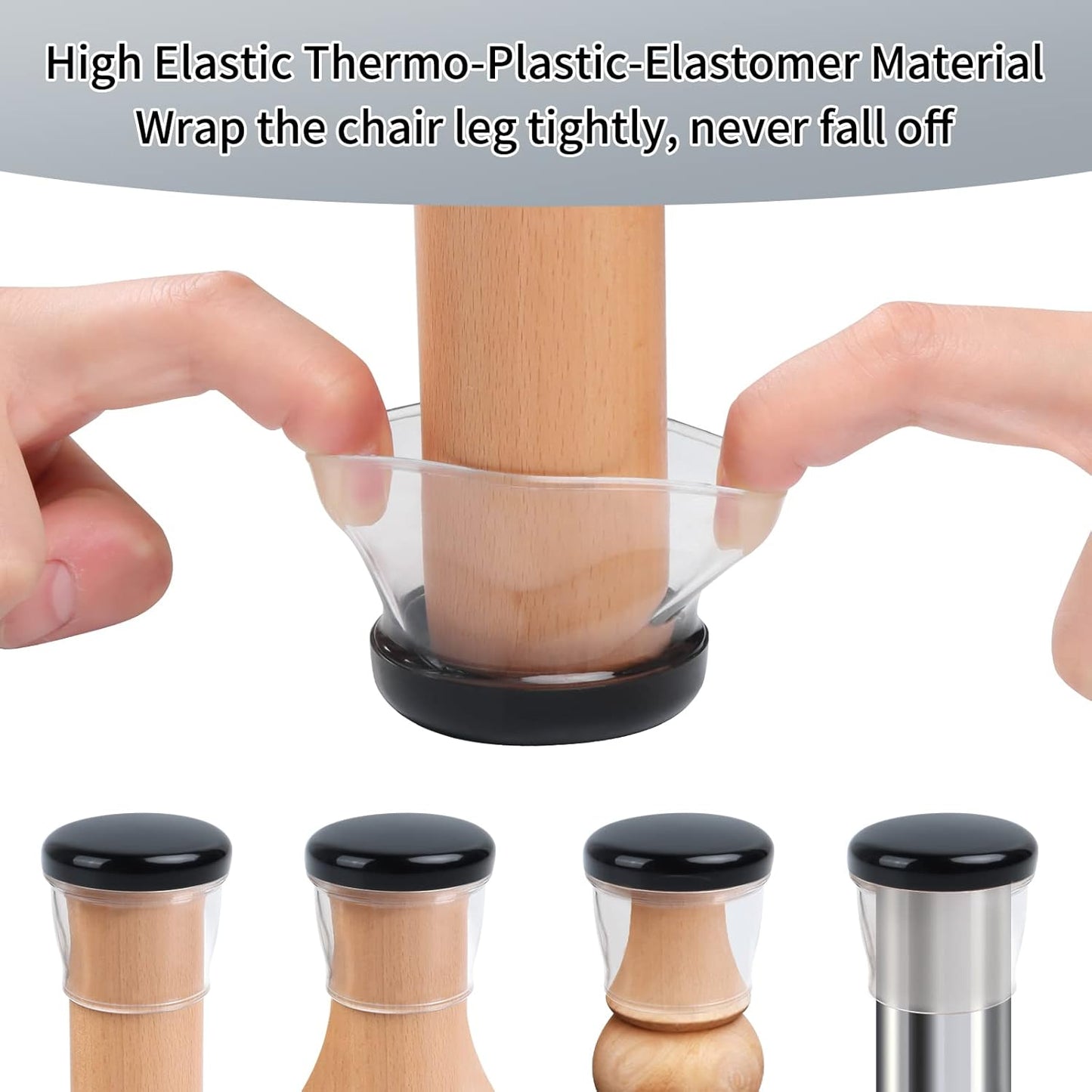 Ezprotekt 8 Pcs Large Clear Chair Leg Sliders for Carpet, Round Chair Glides for Rug, Teflon