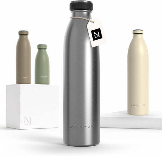 LARS NYSØM Stainless Steel Insulated Water Bottle 12oz 17oz 25oz 34oz 51oz | Insulated Thermo Flask