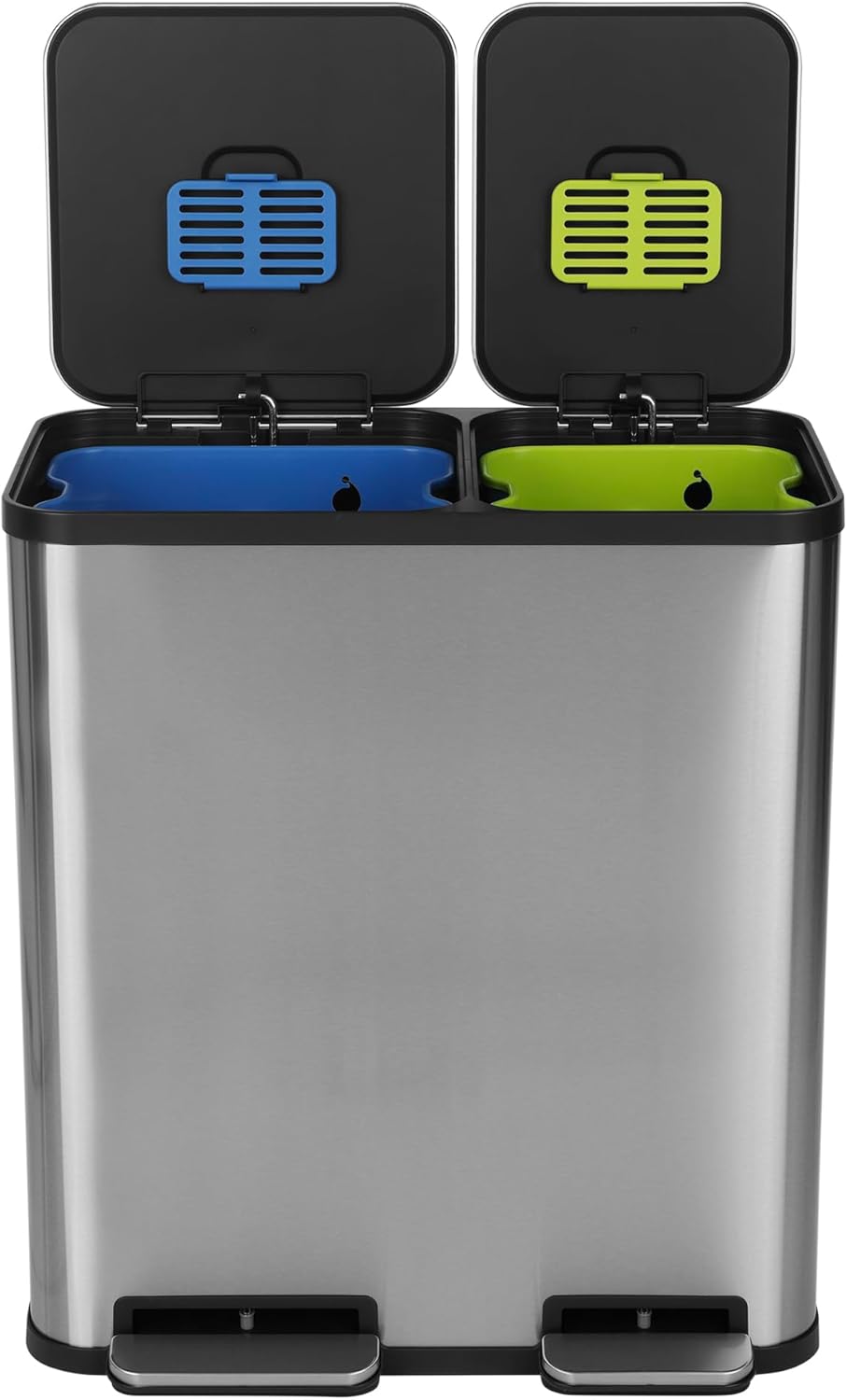 Simpli-Magic 18.5 Gallon (40L x 30L) Dual Compartment Step Trash Can – Kitchen Garbage Can with