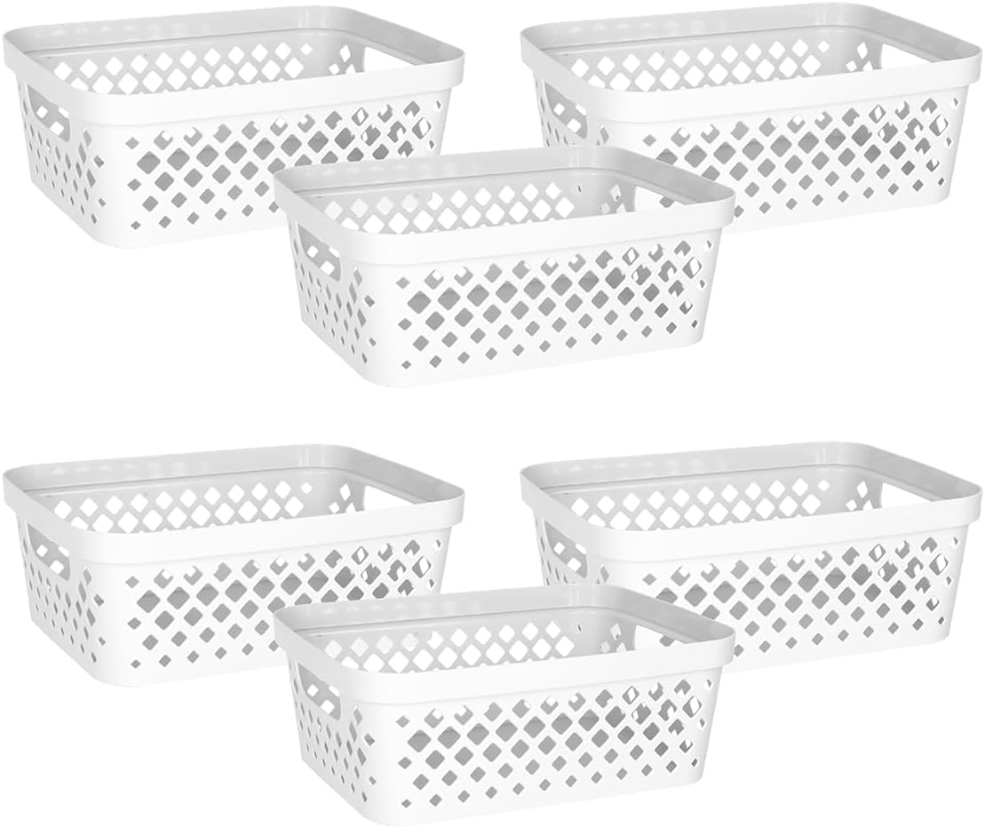 Glad Plastic Storage Basket Set, Value Pack of 6 | Open Storage Bins for Shelves, Bathroom, Pantry